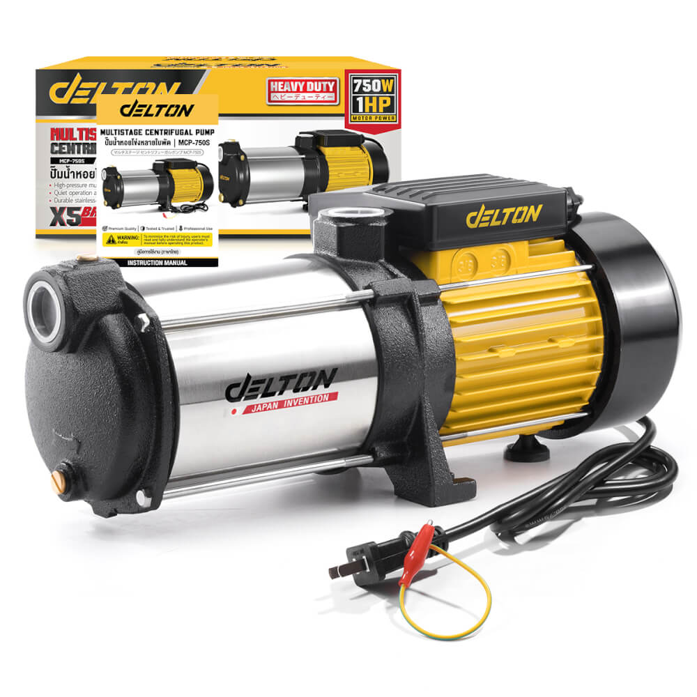 ปั๊มน้ำหอยโข่ง DELTON รุ่น MCP-750S ขนาด 1 นิ้ว 1 แรงม้า 750 วัตต์